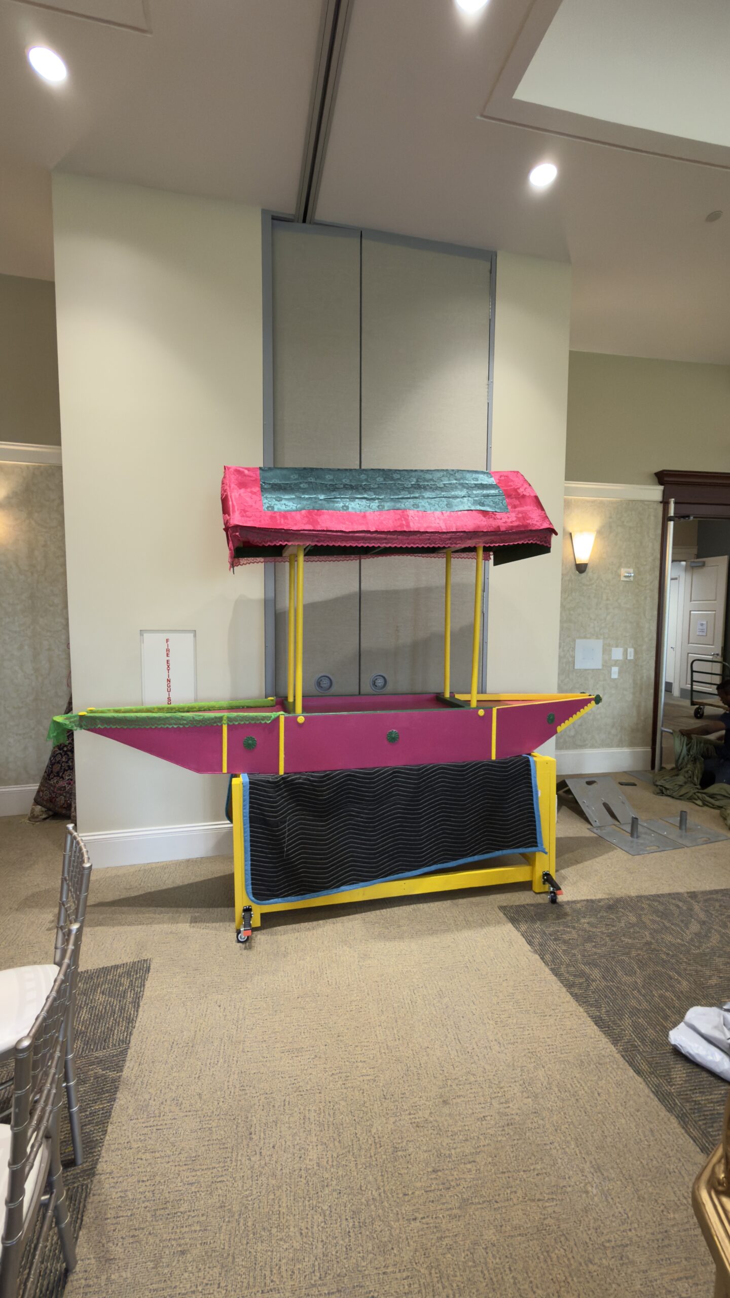 Handmade Kashmiri shikara wedding prop for a Kashmiri bride in the USA
