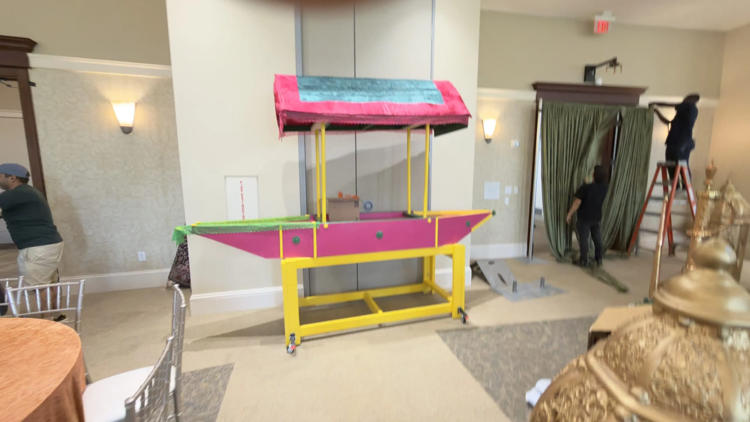Colorful shikara wedding photo station