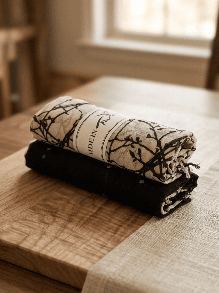 Ivory & Black Botanical Scarves