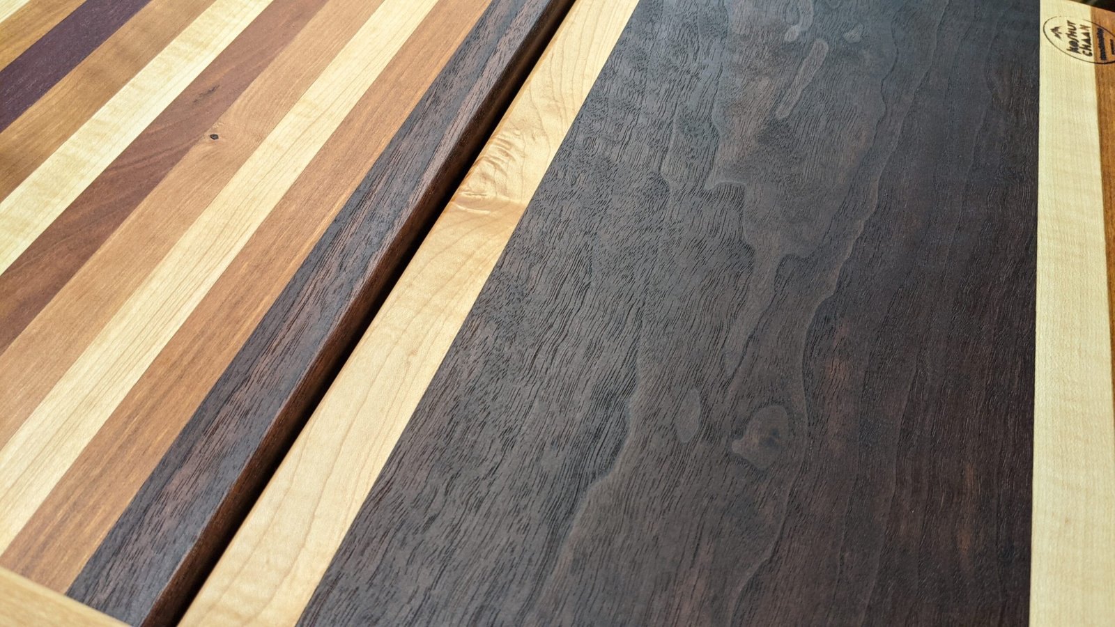 Koshur Chaan Woodworking 6 Close-up of contrasting hardwood strips and natural grain