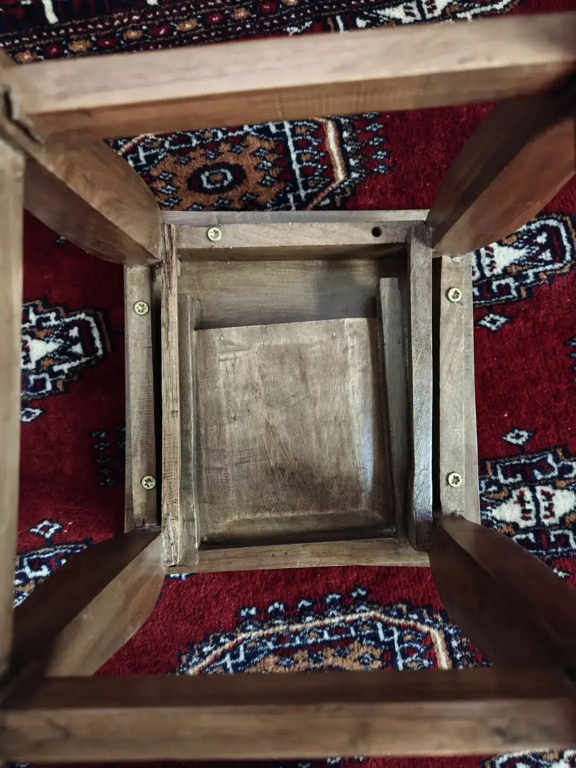 Internal construction beneath a Kashmiri nesting table